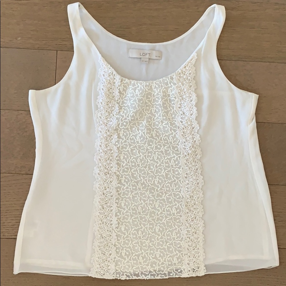 Ann Taylor Loft Cream Eyelet Tank